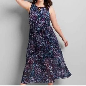 Lane Bryant Abstract Print Chiffon Sleeveless Flowy Maxi Dress Size 18